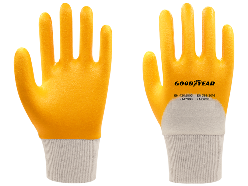Goodyear F1 3/4 Kaplı Örme Pamuklu Sarı Eldiven No:10(XL)