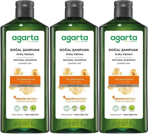 Doğal Şampuan 400 ML Ardıç Katranı ve Keratin (3 Lü Set)