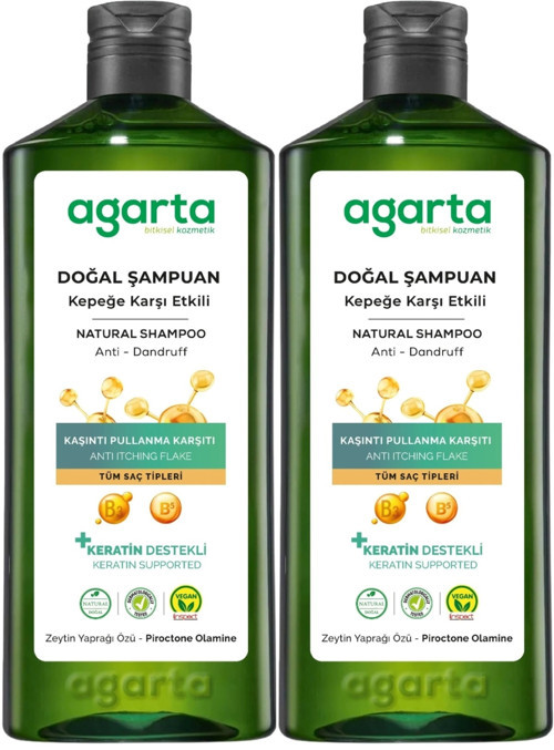 Doğal Şampuan 400 ML Kepek Karşı Etkili - Kaşıntı Pullanma Karşıtı (2 Li Set)