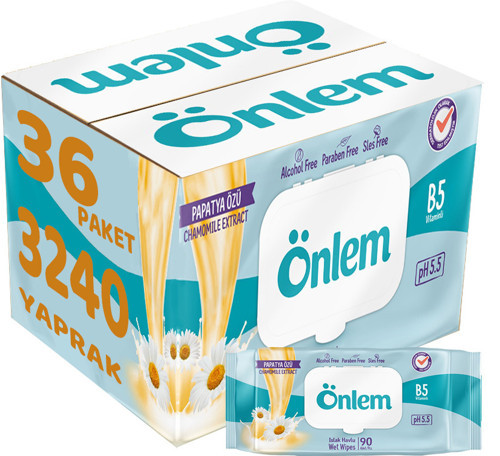 Islak Havlu Mendil 90 Yaprak Papatya Özü (36 Lı Set) Plastik Kapaklı 3240 Yaprak
