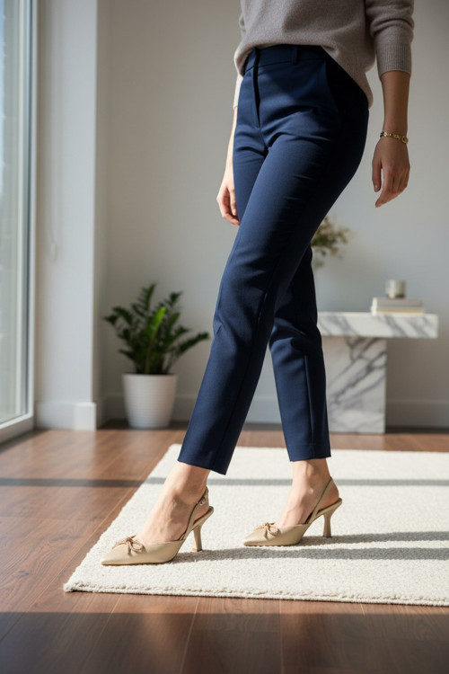Kadın Pürüzsüz Doku Kadeh Topuklu Arkası Açık Klasik Stiletto