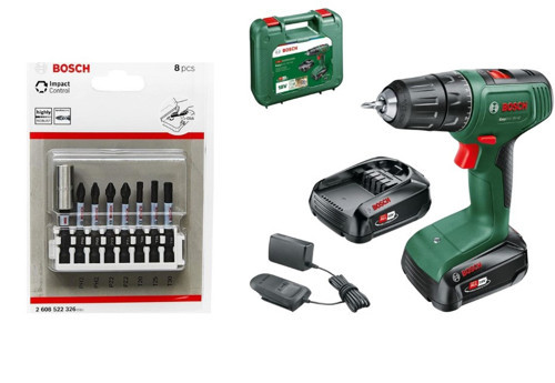 Easydrill 18v-40 2.0ah Çift Akülü Matkap + Impact Control Vidalama Bits Uç Seti 8 Parça