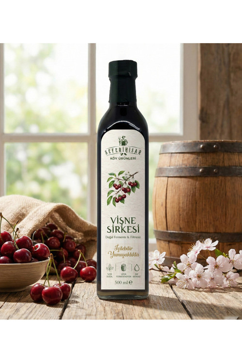 Doğal Vişne Sirkesi 500 ml - Seferihisar’dan Geleneksel ve Filtresiz