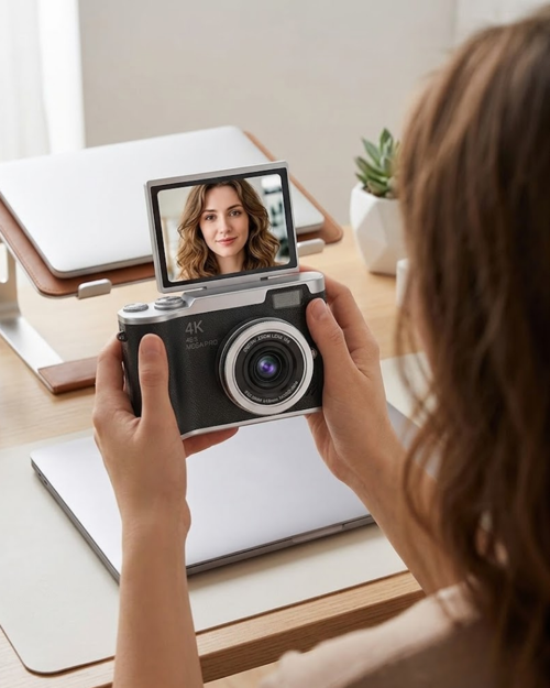 uygun Kompakt 4K Dijital Kamera 48 MP Sensör 8X Zoom Flip Ekran Vlog ve Selfie Uyumlu popüler