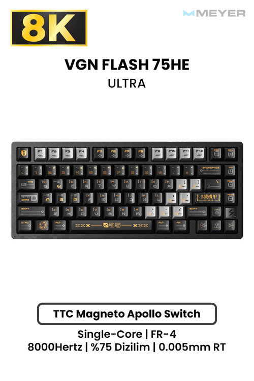 Vgn Flash 75He Ultra Alüminyum Hall Effect Rapid Trigger Mekanik Klavye