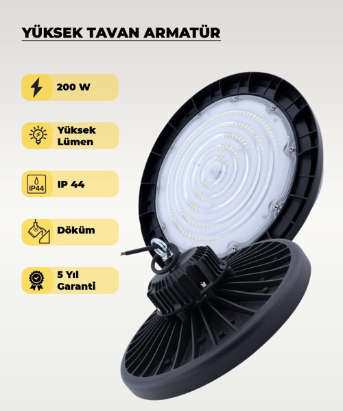 Yüksek Tavan Armatür 200W - 4000K Günışığı - 5 YIL GARANTİ