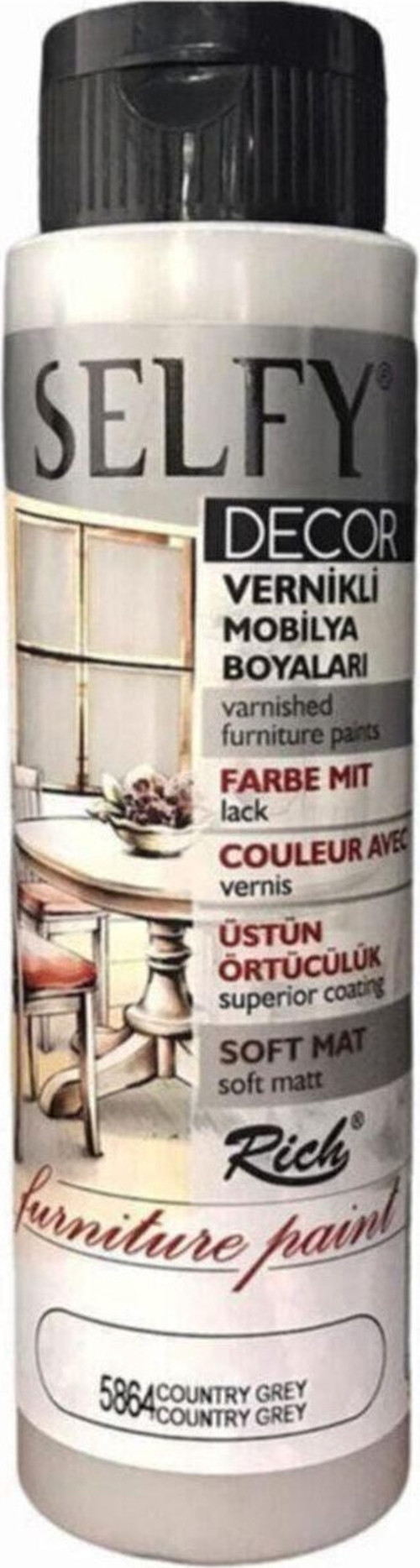 Selfy Decor Vernikli Boya 500 Cc 5864 Country Grey