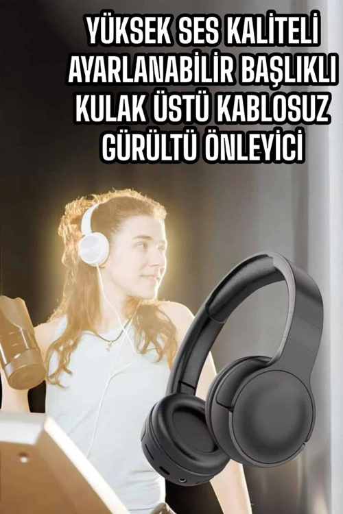 KULAK ÜSTÜ KABLOSUZ BLUETOOTH KULAKLIK GÜRÜLTÜ ÖNLEYİCİ UZUN ŞARJ SÜRELİ