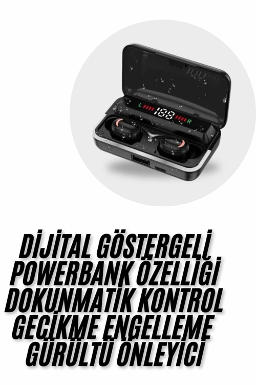 BLUETOOTH KULAKLIK DİJİTAL ŞARJ GÖSTERGELİ POWERBANKLİ BASS ÖZELLİKLİ KABLOSUZ KULAKİÇİ 5.1 MİKROFONLU