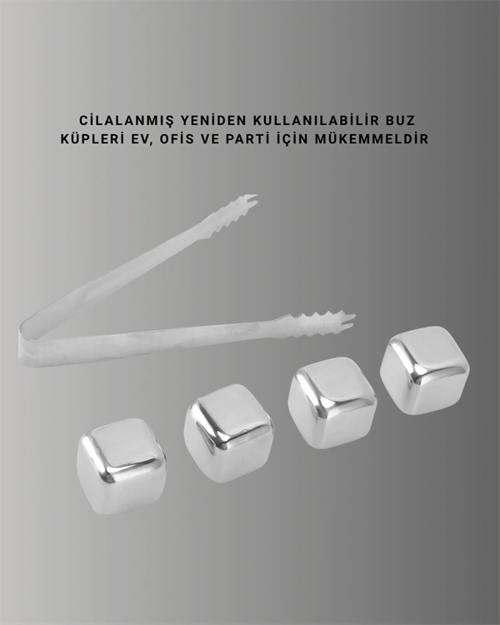 HIZLI SOĞUTMA ÖZELLİKLİ PASLANMAZ METAL BUZ KÜPÜ TAKIMI