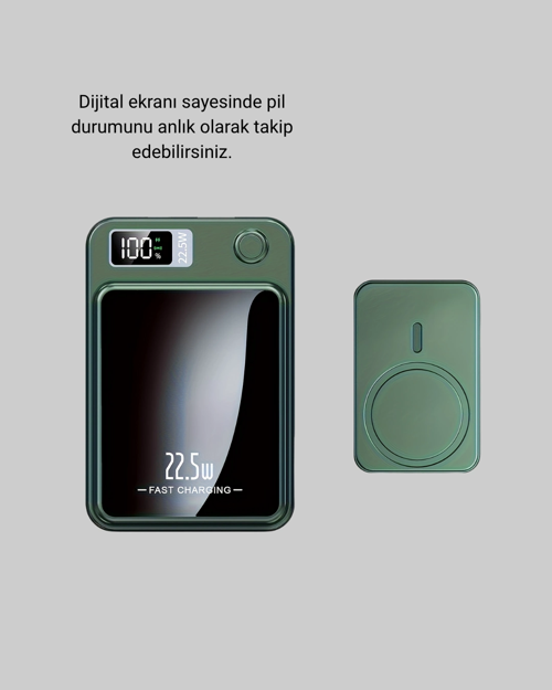 MAGSAFE POWERBANK KABLOSUZ ŞARJLI VE 22.5W HIZLI ŞARJ DESTEKLİ