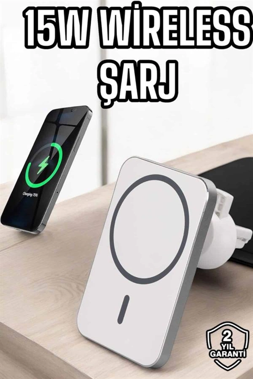 ARAÇ UYUMLU KABLOSUZ 15W TAŞINABİLİR ŞARJ ALETİ ÇİFT KABLO