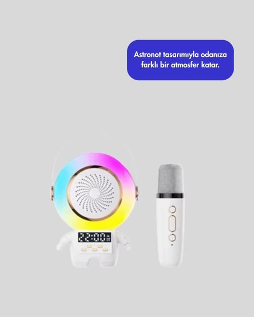KABLOSUZ MİKROFONLU ASTRONOT TASARIM BLUETOOTH SPEAKER KARAOKE