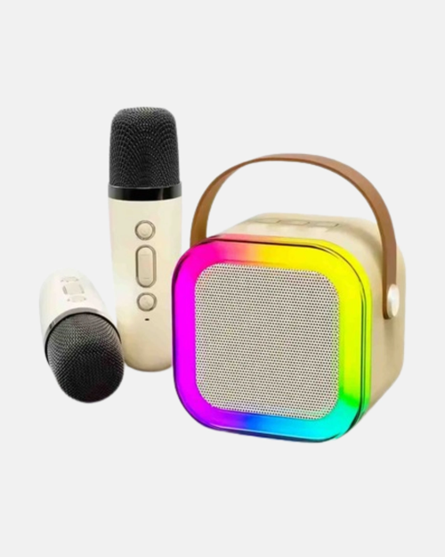 KARAOKE HOPARLÖR TAŞINABİLİR ÇİFT MİKROFONLU VE LED IŞIKLI BLUETOOTH 5.0