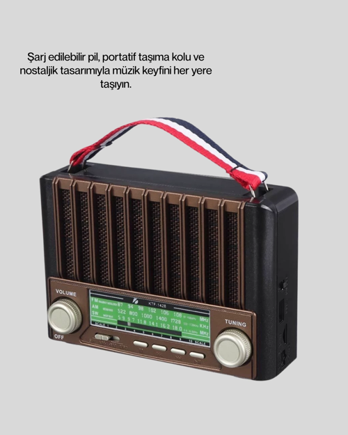 Nostaljik Tasarimli Solar Şarjli Radyo Am Fm Sw Ve Bluetooth