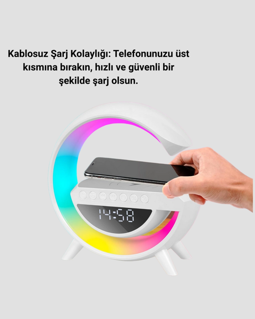 RENKLİ IŞIKLI 15W KABLOSUZ ŞARJLI MASA LAMBASI