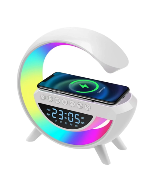 RGB GECE LAMBALI KABLOSUZ ŞARJ CİHAZLI BLUETOOTH HOPARLÖR DİJİTAL SAAT
