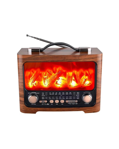 TAŞINABİLİR ŞÖMİNE EFEKTLİ BLUETOOTH HOPARLÖR FM RADYO LED IŞIKLI MÜZİK ÇALAR