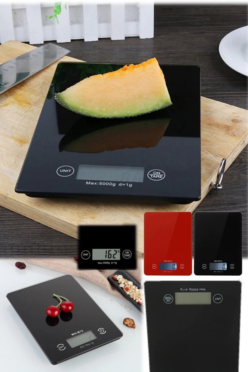 DİJİTAL MUTFAK TARTISI - 5 KG KAPASİTE, 1 GRAM HASSASİYET, ŞIK SİYAH CAM TASARIM