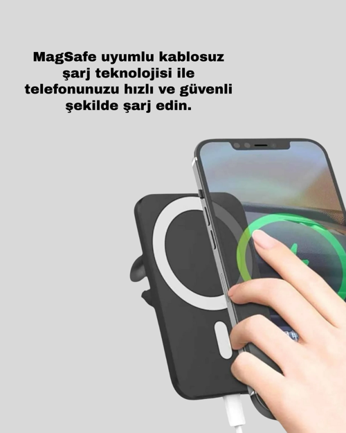 AKILLI KORUMA SİSTEMLİ MAGSAFE ARAÇ TUTUCU İPHONE 12/13/14 UYUMLU