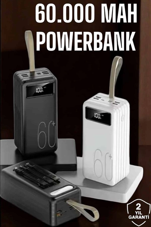 POWERBANK 60.000 MAH DİJİTAL GÖSTERGELİ 4 PORTLU TAŞINABİLİR