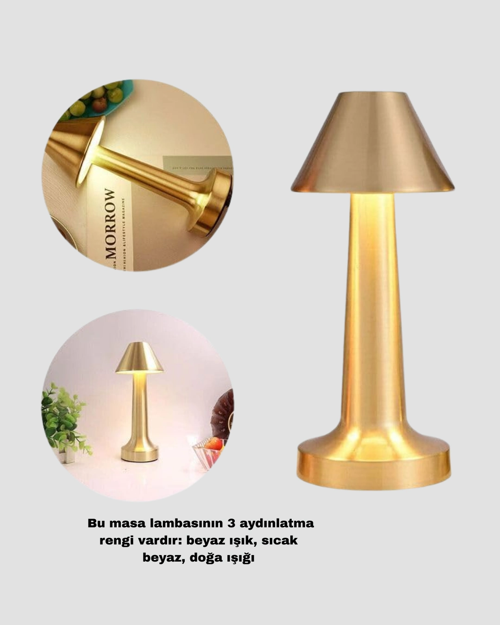 KABLOSUZ LED MASA LAMBASI 1800MAH 3 RENK AYDINLATMA DOKUNMATİK