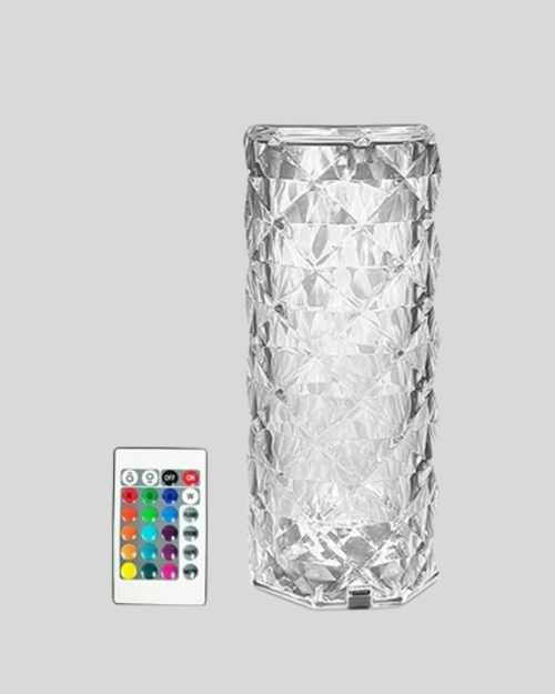 KRİSTAL RGB LED MASA LAMBASI – RENKLİ KUMANDALI IŞIK, DEKORATİF VE ENERJİ TASARRUFLU