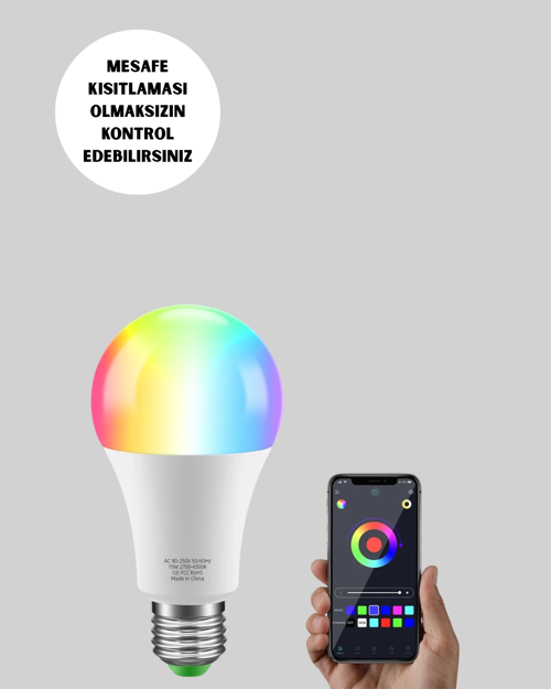9 WATT BEYAZ IŞIK VE RENK AYARLI AKILLI LED AMPUL
