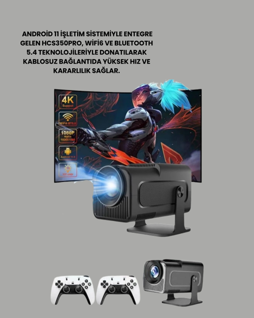 TAŞINABİLİR FULL HD PROJEKTÖR - 1 GB RAM, 8 GB HAFIZA