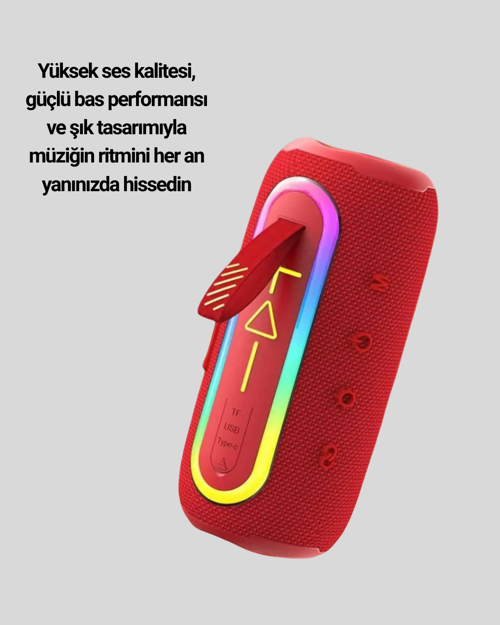 TAŞINABİLİR BLUETOOTH HOPARLÖR KIRMIZI IP67 SU GEÇİRMEZ