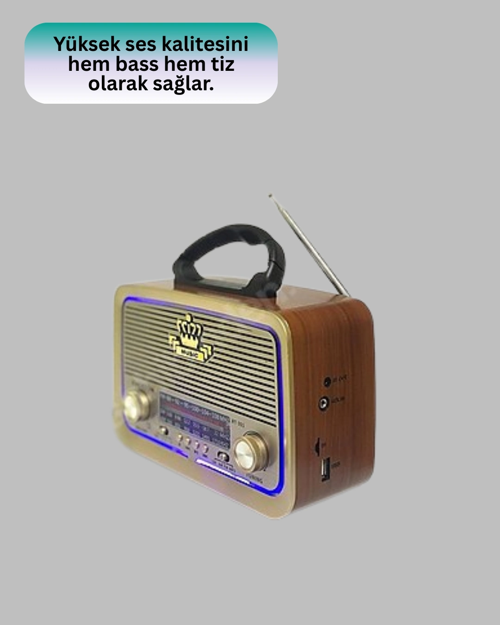 ESKİTME TASARIMLI AHŞAP BLUETOOTH RADYO LED AYDINLATMALI