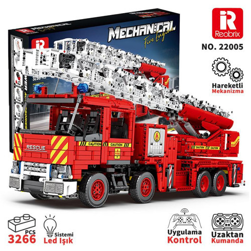 22005 İtfaiye Kamyonu Kumanda&Motorlu Yaratıcı Yapı Blok Seti Building Blocks (Mechanical Fire Engine)-3266Parça