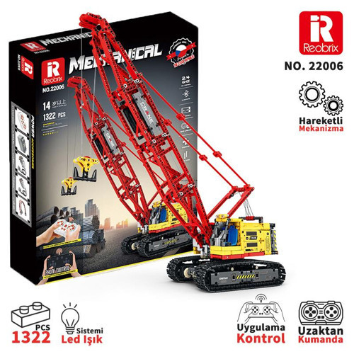 Technic 22006 Paletli Vinç (Crawler Crane) Kumanda&Motorlu Yaratıcı Yapı Blok Seti Building Blocks - 1322 Parça