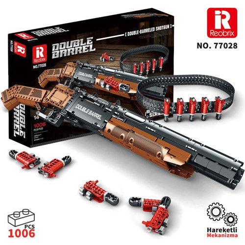 77028 Çift Namlu Av Tüfeği Yaratıcı Yapı Blok Seti Building Blocks (Double-barreled Shotgun) - 1006 Parça