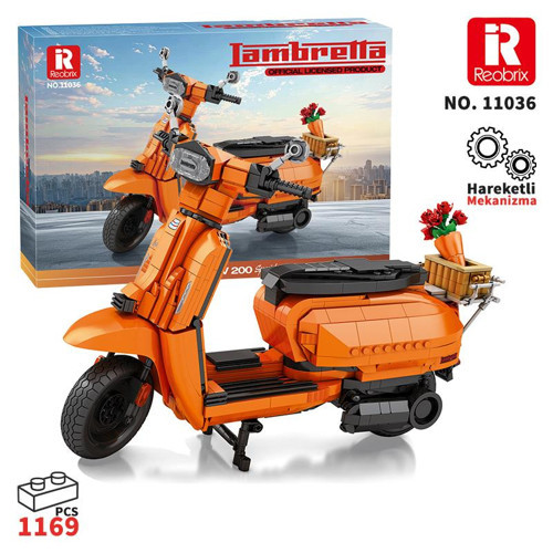 Creator 11036 Retro Scooter Lambretta V200 Special Turuncu Yaratıcı Yapı Blok Seti Building Blocks - 1169 Parça