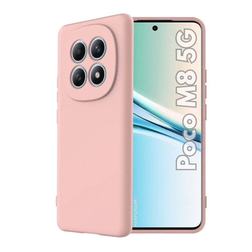 Poco M8 5G Uyumlu Silikon Kılıf - Pastel Renk Tonu Kamera Korumalı Esnek Kapak - Pudra Pembe