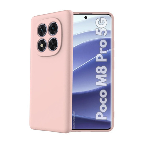 Poco M8 Pro 5G Uyumlu Silikon Kılıf - Pastel Renk Tonu Kamera Korumalı Esnek Kapak-Pudra Pembe