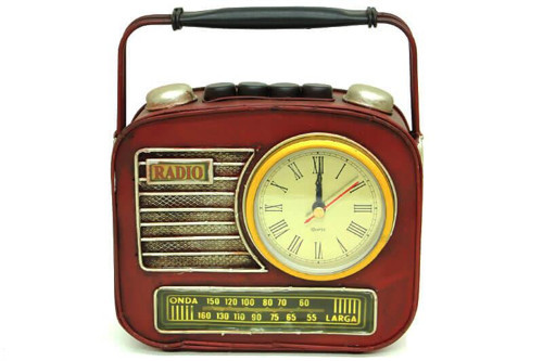 Dekoratif Metal Radyo Saatli Kumbara Vintage Biblo Hediyelik
