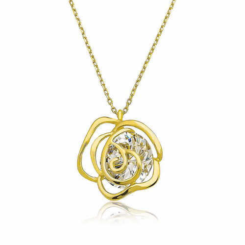 925 Ayar Gümüş Gold Gül Kadın Gümüş Kolye