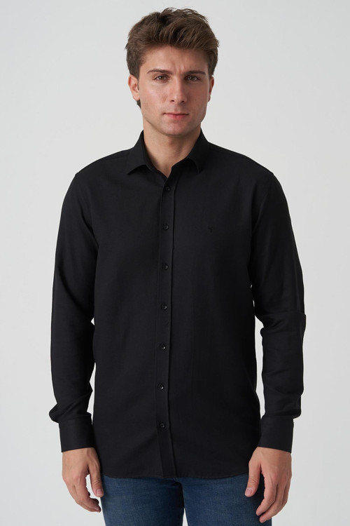 Caldas da Rainha G2518 Slim Fit Gömlek Desenli Siyah