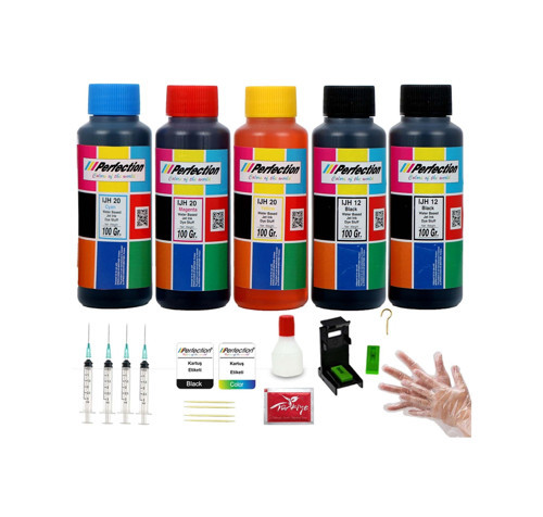 Canon Pıxma E3340-e3440 Mürekkep Dolum Seti Aparatlı+solüsyonlu 5x100 Gr.