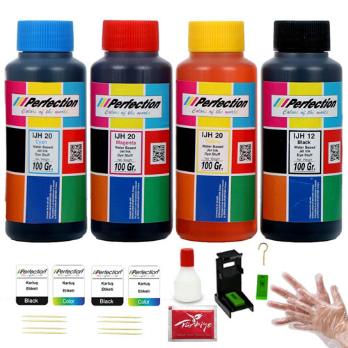 Canon Uyumlu MG2555, MG2950, MG3050, MX495 (Kartuş no:545-546) Aparatlı Solüsyonlu Kartuş Dolum Seti 4x100 gr