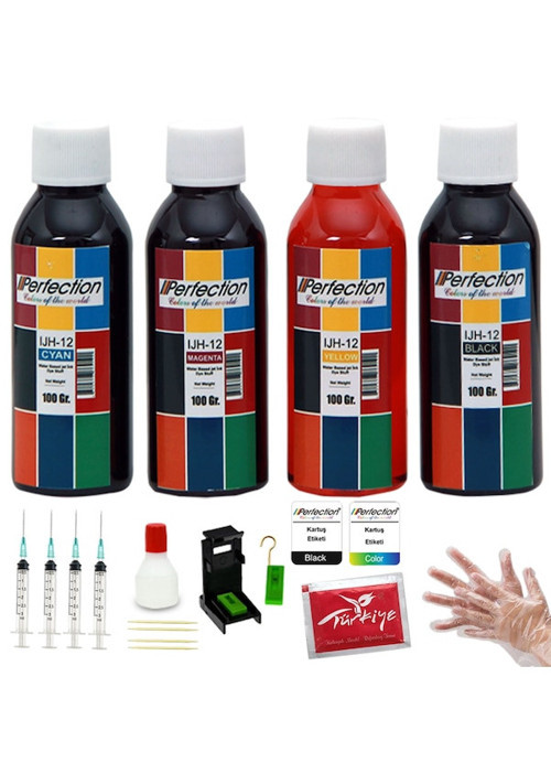 HP 21-22 Uyumlu Siyah ve Renkli Kartuş Dolum Seti 4x100 Ml
