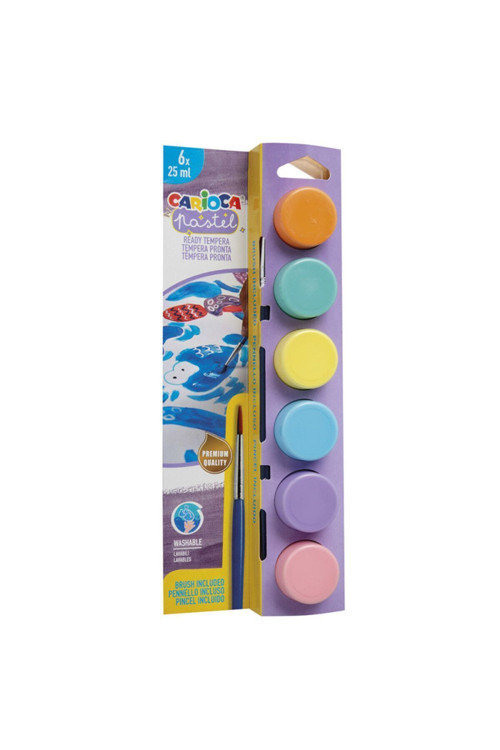 Carioca Tempera Yıkanabilir Fırçalı Pastel Parmak Boya 25*6 Renk Karışık