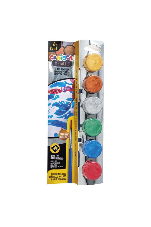 Carioca Tempera Yıkanabilir Fırçalı Metal Parmak Boya 25*6 Renk Karışık