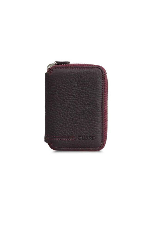 Fermuarlı Bordo Deri Mini Cüzdan