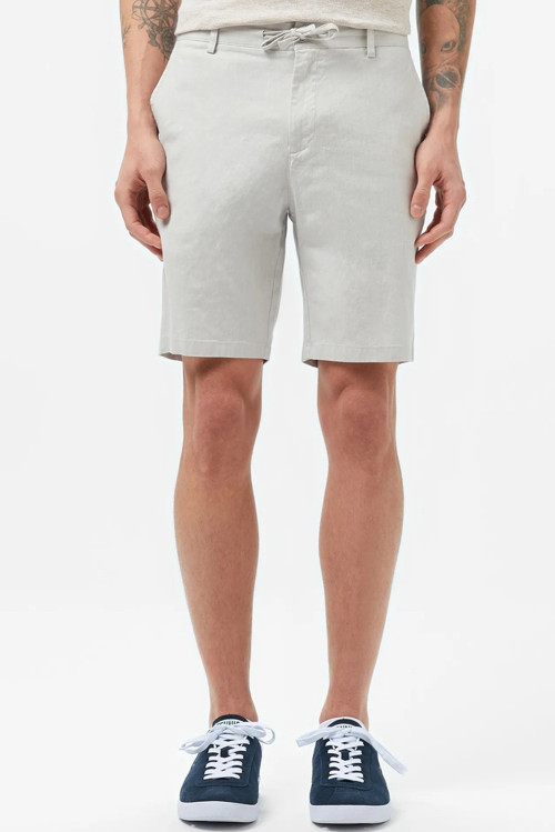 Men's Regular Fit Gray Bermuda Shorts Erkek Keten Pamuk Bermuda Şort Gri