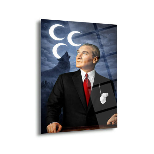 Atatürk Bozkurt Üç Hilal Cam Tablo – Ata271
