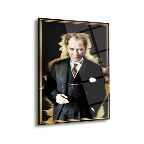Atatürk Portre Cam Tablo – Modern Duvar Dekoru – Ata256