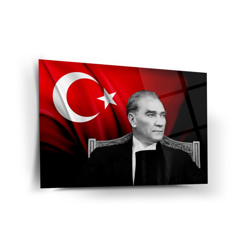Atatürk Türk Bayrağı Arka Plan Cam Tablo – Ata281